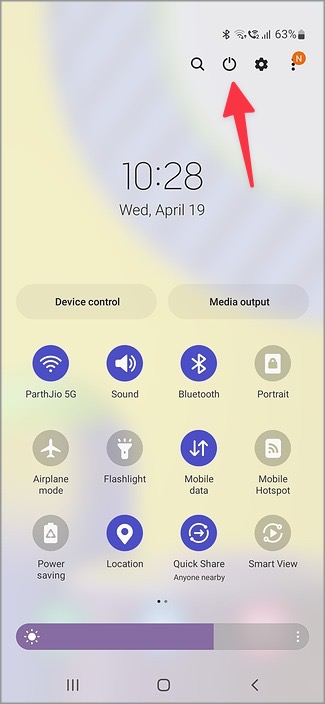 botón de encendido en el teléfono Samsung