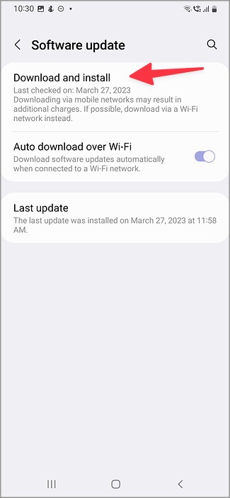 Descargar actualización de software en el teléfono Samsung