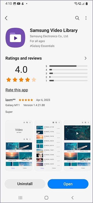 Descargue el reproductor de video en el teléfono Samsung