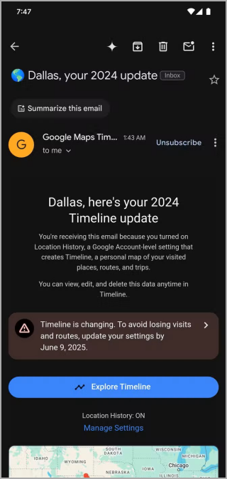Google Maps Recaps de línea de tiempo envuelto para 2024