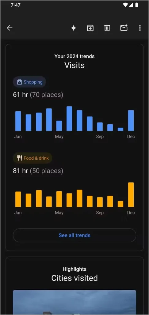 Google Maps Recaps de línea de tiempo envuelto para 2024