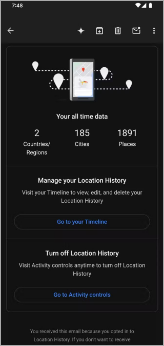 Google Maps Recaps de línea de tiempo envuelto para 2024