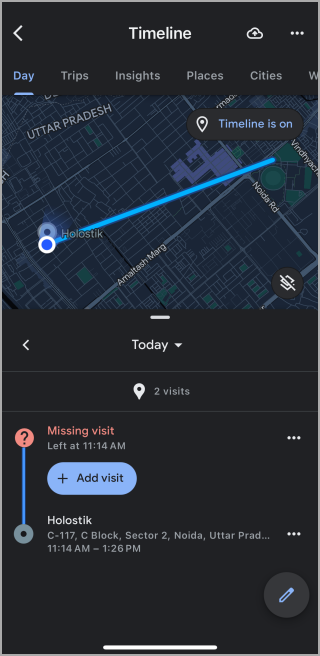 Comprobando la línea de tiempo del mapa de Google
