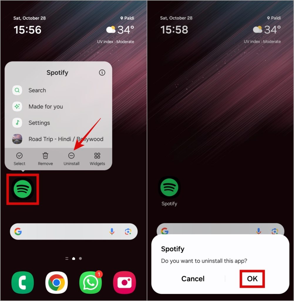 Desinstalar Spotify de Android