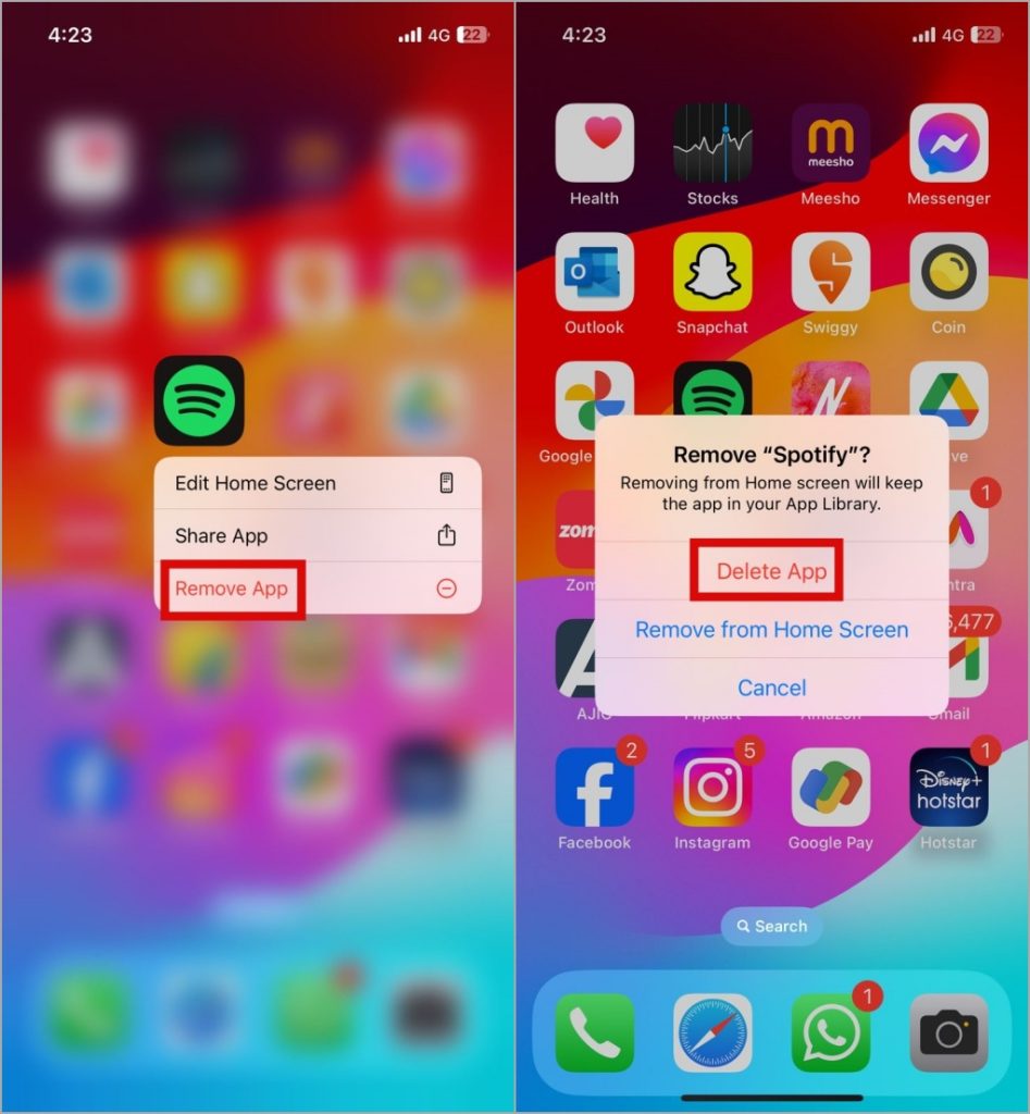 Desinstalar Spotify de iPhone