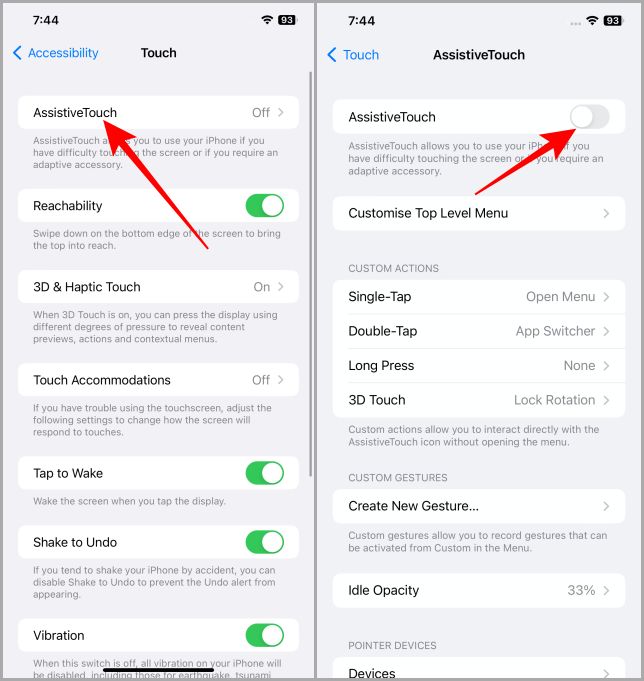 Habilitar Deshabilitar el toque de asistencia en iPhone y iPad