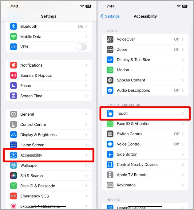 Configuración de accesibilidad en iPhone