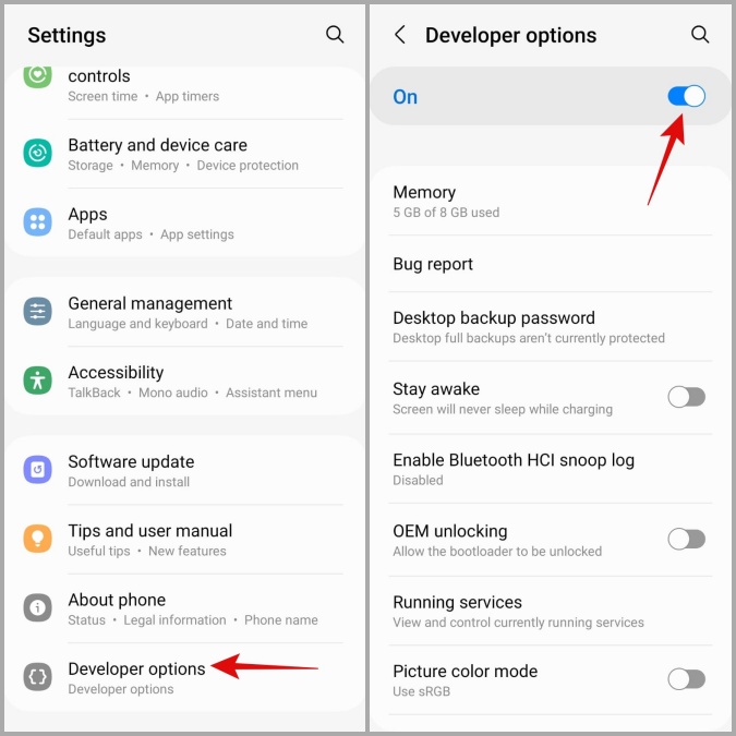 Apague las opciones de desarrollador en Android