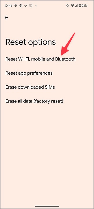 Restablecer la configuración de la red en Android