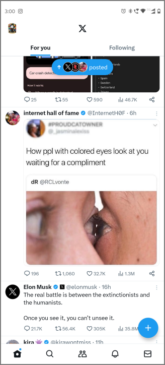 Aplicación X (Twitter) en Android