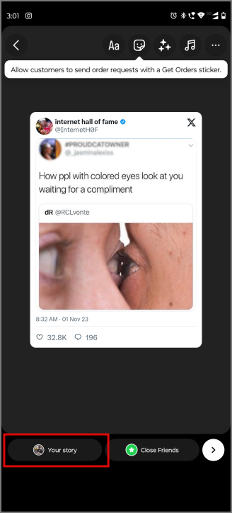 Compartir Tweet a Instagram Story en Android