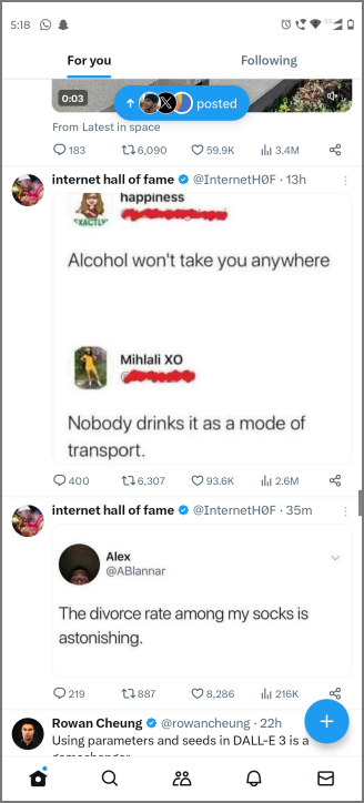 Aplicación X (Twitter) en Android