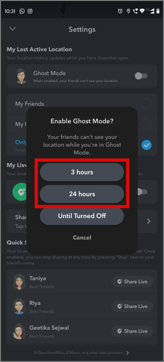 habilitar el modo Ghost en Snapchat temporalmente