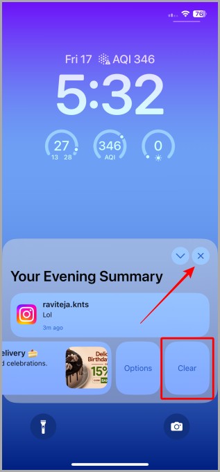 Borea de resumen programado del Centro de notificaciones en iOS