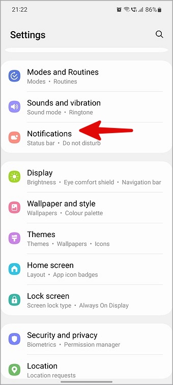 Notificaciones en el teléfono Samsung