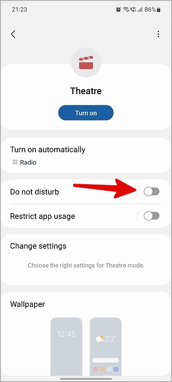 Apague el modo DND en el teléfono Samsung