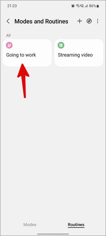 Seleccione una rutina en el teléfono Samsung