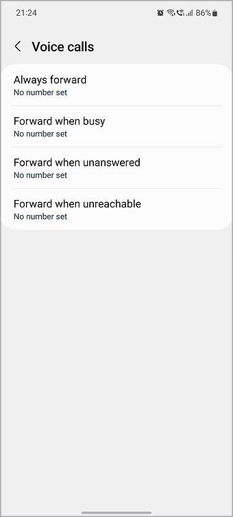 Apagar el reenvío de la llamada en el teléfono Samsung