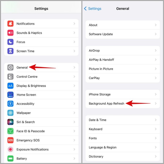 La aplicación de fondo actualiza en iPhone
