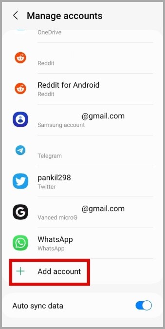 Agregar cuenta en Android