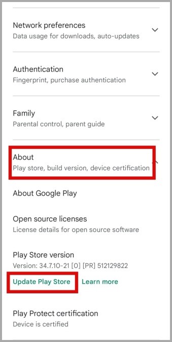 Actualizar Google Play Store en Android