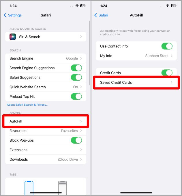 Autocates automáticamente configuraciones de safari iOS