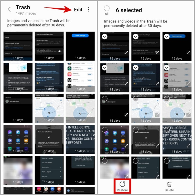 Restaurar fotos y videos de basura en el teléfono Samsung