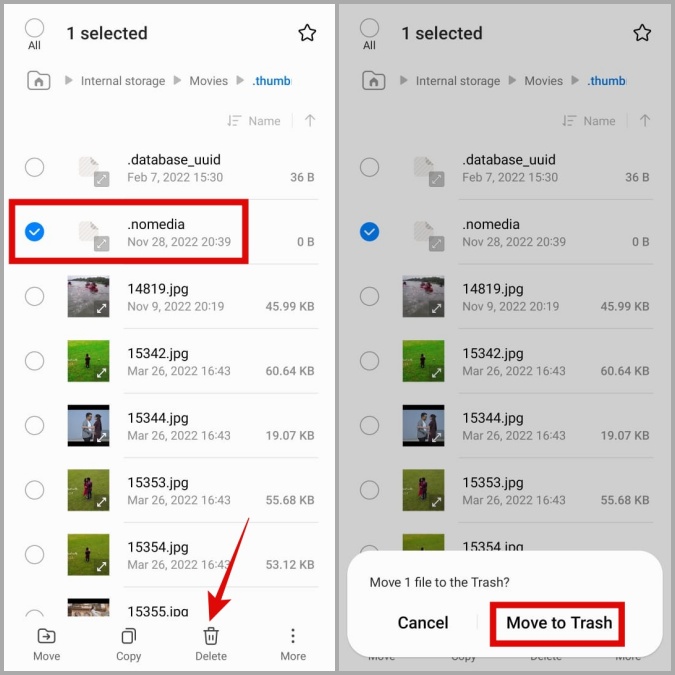 Eliminar archivos en la aplicación de mis archivos en el teléfono Samsung