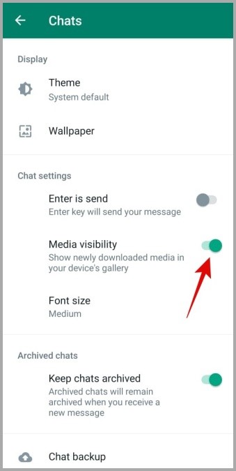 Habilite la visibilidad de los medios en WhatsApp en el teléfono Samsung