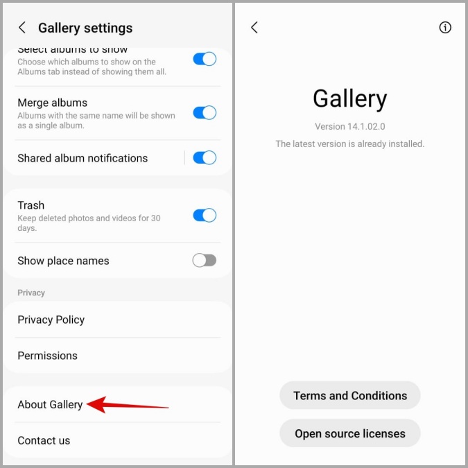 Actualice la aplicación Samsung Gallery en el teléfono Galaxy