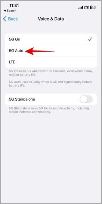 Habilitar 5G Auto en iPhone