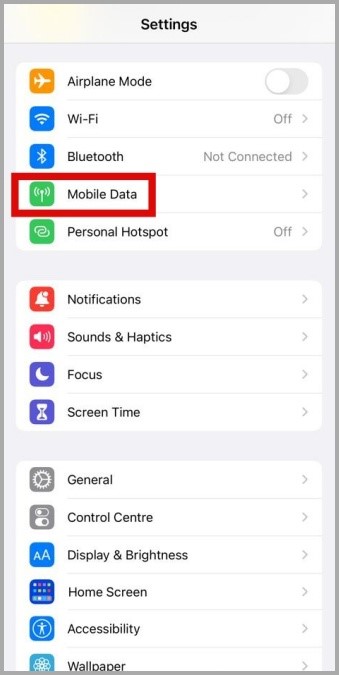 Datos móviles en iPhone