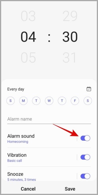 Habilitar el sonido de alarma en el teléfono Samsung