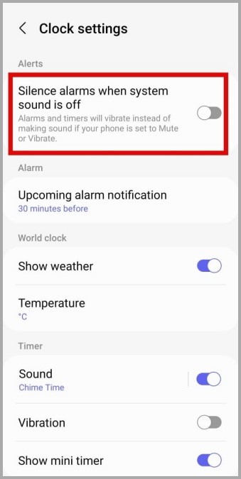 Alarma de silencio cuando el sonido está apagado en el teléfono Samsung