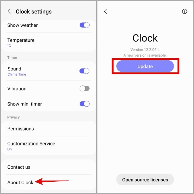 Actualice la aplicación Reloj en Samsung Phone`