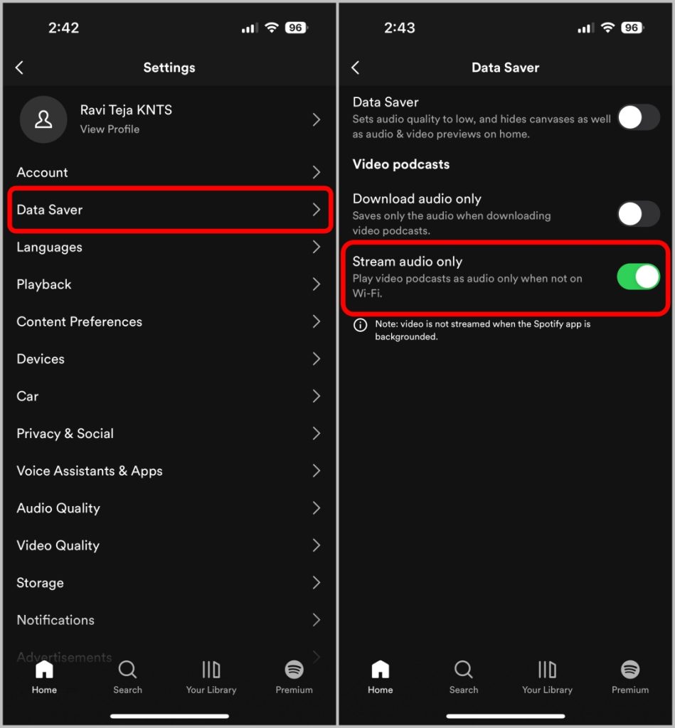 Transmitir audio solo en Spotify
