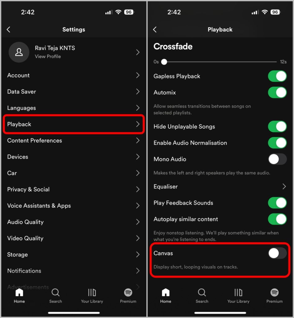 Desactivar el lienzo en Spotify