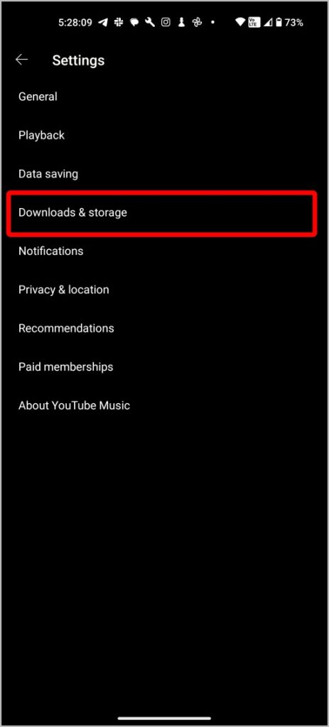 Descargas y opción de almacenamiento en YouTube Music Android