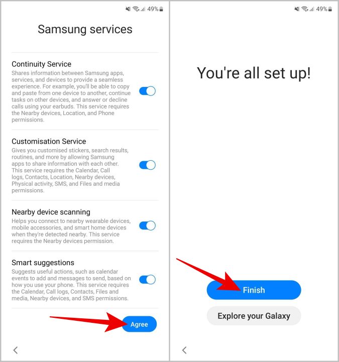 Configuración de Samsung Services