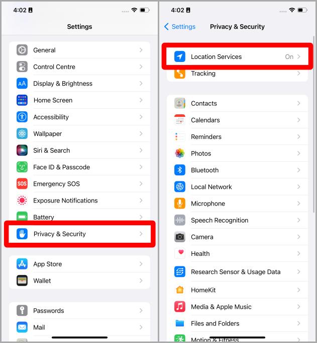 Configuración de privacidad y seguridad iOS