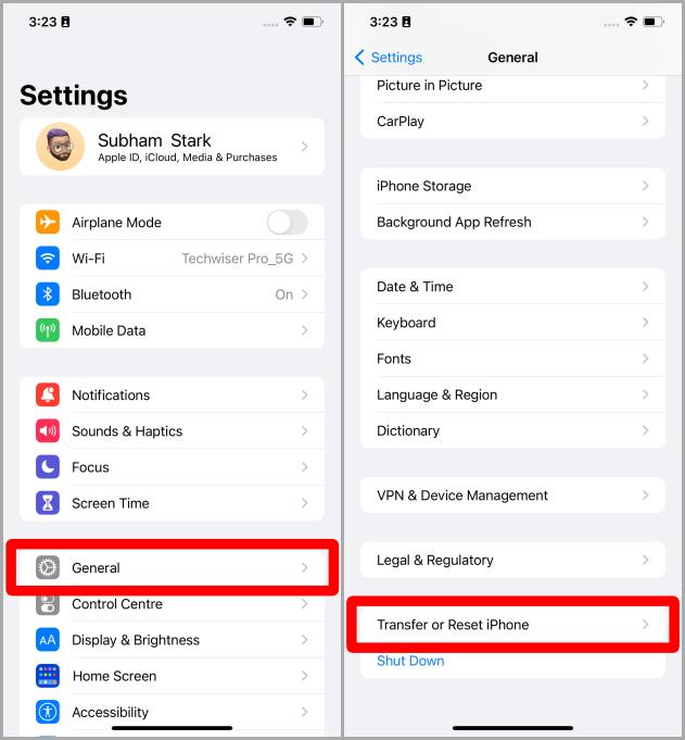 Configuración general iOS