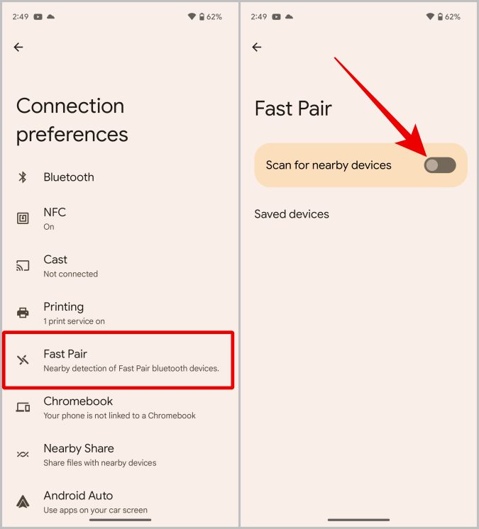 Deshabilitar el par rápido en Android