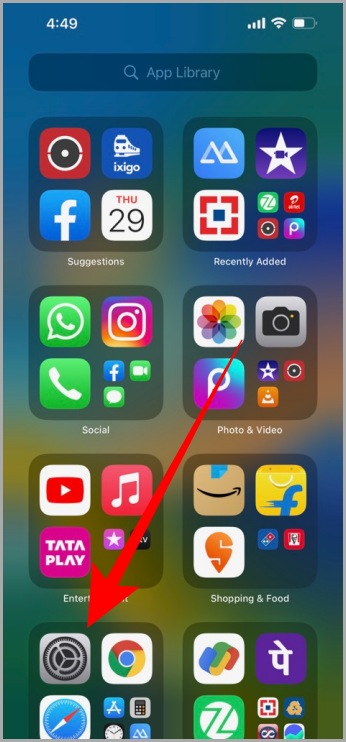 IPhone de la biblioteca de aplicaciones