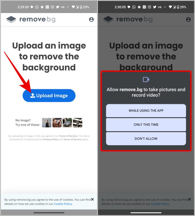 Cargar imagen para eliminar la aplicación BG