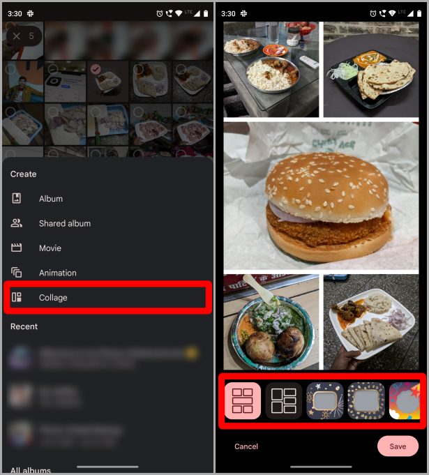 Editor de collage en Google Photos en Android