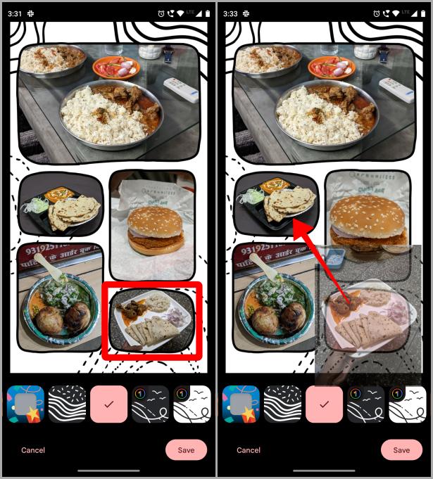 Reorganizar fotos editor de collage en Google Photos en Android