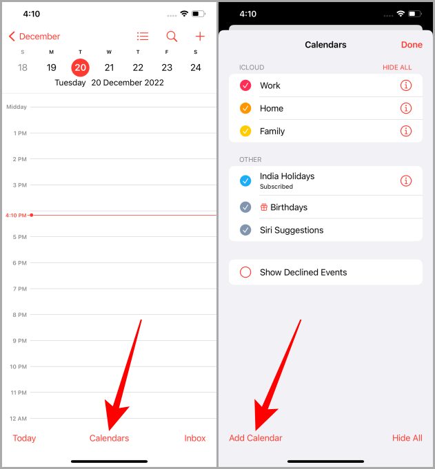 Calendario de Apple en iPhone