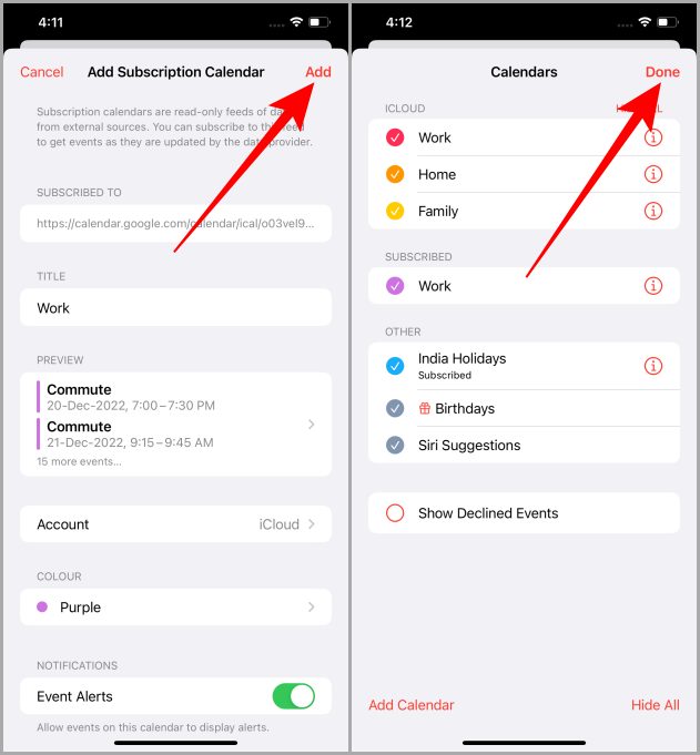 Google Calendar agregado al iPhone