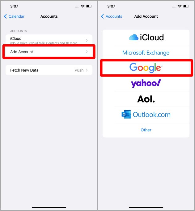 Agregar cuentas en el calendario de Apple en iPhone