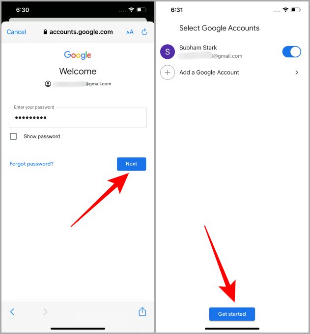 La cuenta de Google firmada en iPhone